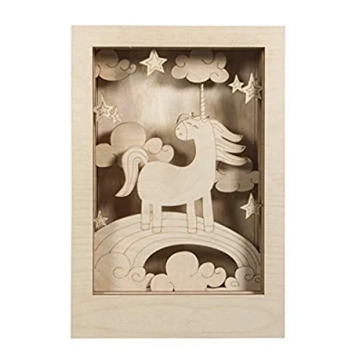 Imagen de Rayher Cuadro 3D de madera, con unicornio, 20x30 cm, 6,5 cm grosor, para manualidades, 62851505