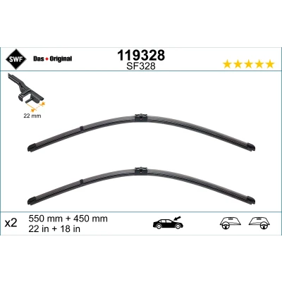 Imagen de Limpiaparabrisas Swf Visioflex 119328 delante Sin marco OPEL: Astra H Hatchback, GTC, Caravan, VAUXHALL: Mk6