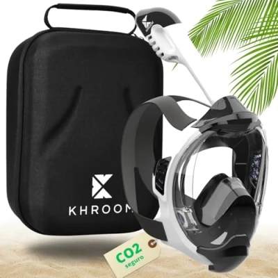 Imagen de Khroom máscara de esnórquel para Adultos Y niños Seaview Sin Problemas CO2 Completa Snorkeling Equipo Snorkel con Integral S/M Blanco+Case
