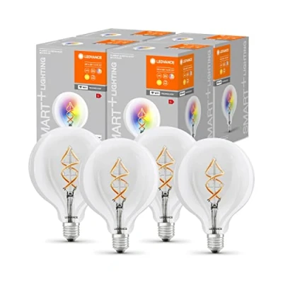 Imagen de LEDVANCE Lámpara LED inteligente con tecnología Wifi, E27, cambio de color RGB, forma globo, filamento como luz ambiente, controlable Alexa, Google y App