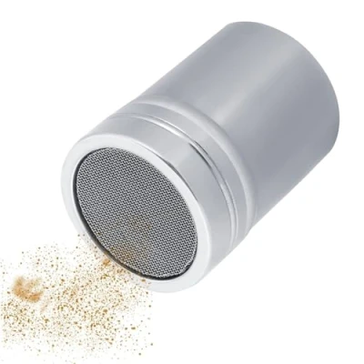 Imagen de agitador de azúcar en polvo, tamiz dispensador polvo plumero condimentos especias acero inoxidable para la cocina