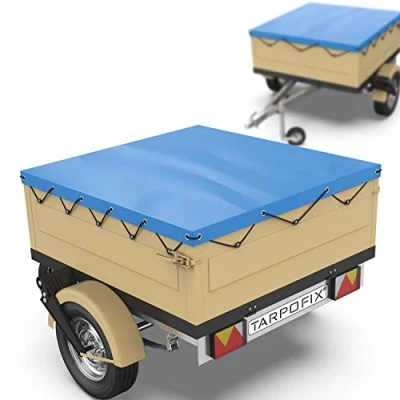 Imagen de Tarpofix® Lona para remolque plana 130x105x7,5cm incl cuerda de con bordes reforzados PVC Cubierta ideal varios modelos remolques automóviles 350kg 500kg FP DDR