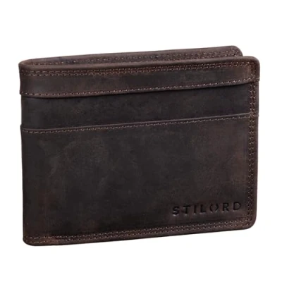 Imagen de STILORD &#039;Cooper&#039; Portamonedas de Cuero para Hombre RFID y NFC Bloqueo Monedero Clásico Billetera Portatarjetas Piel Genuino, Color:marrón Oscuro