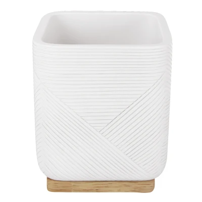 Imagen de Kleine Wolke Soporte para cepillos de Dientes Crossover, Accesorios, Color: Blanco, Material: poliresina, bambú, Longitud 8 x Ancho Alto 9,7 cm