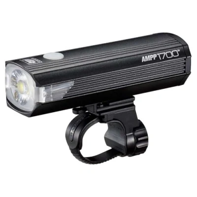 Imagen de CatEye Ampp 1700 Luz delantera LED superbrillante para bicicleta, tecnología OptiCube de lúmenes, clasificación IPX4 resistente al agua, soporte FlexTight fácil ajuste, recargable por USB C,