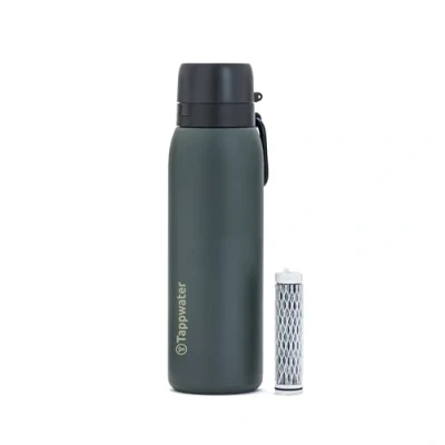 Imagen de Tappwater BottlePro Adventure Botella agua 750ml. termica con filtro, filtra el 99.99% de los patógenos. Purificador no potable. acero inoxidable libre BPA