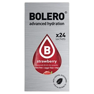 Imagen de Bolero Drink 24 bolsitas de 3 g fruta preparada en polvo soluble para bebida fresca agua, 72 gramos endulzado con stevia (plátano y fresa)