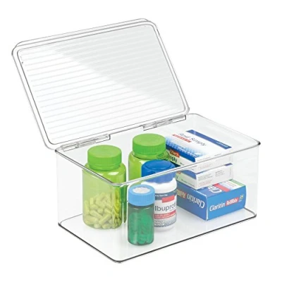 Imagen de iDesign, Med+, Caja para medicamentos, guarda botellas, botiquín de primeros auxilios, vendas, apósitos, Claro