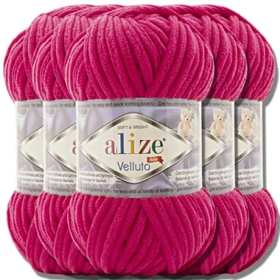 Imagen de Hobby YARN Alize Velluto 798 Ovillos de lana turca para tejer (5 unidades 100 g, súper voluminosa, ganchillo, color liso, bebé, hilo fieltro, peluche)