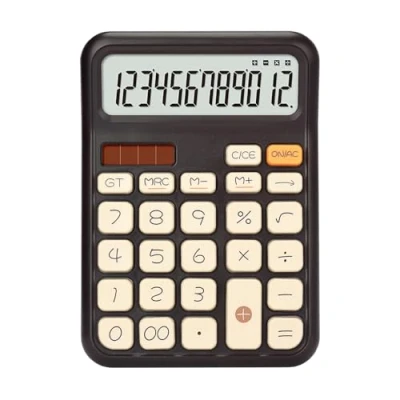 Imagen de OSALO calculadora de escritorio con pantalla LCD extragrande, 12 dígitos, botones grandes, contable, batería y energía solar, para oficina, negocios, uso diario, hogar (A7, tamaño pequeño)