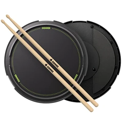 Imagen de Donner Snare Drum Practice Pad and Sticks Drummer Silent con simulación de caja extraíble, 40 lecciones melódicas, 12 pulgadas