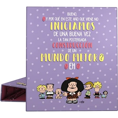 Imagen de Grafoplás 88172659. Carpesano con Anillas A4, 4 Mixtas 40mm, Plastificado Soft Antihuellas, Colección Mafalda, Esperanza