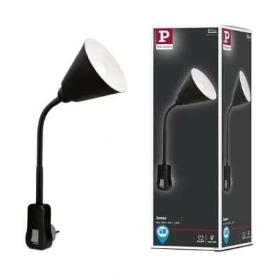 Imagen de Paulmann 95427 Lámpara enchufable Junus con brazo flexible máx. 20 W, lámpara, negro, metal, plástico, luz E14