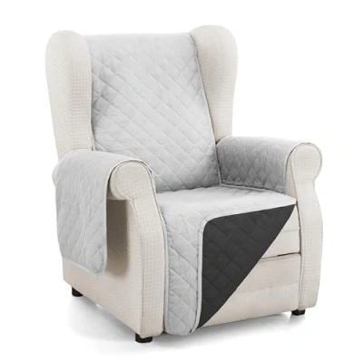 Imagen de Martina Home Cubre sofa acolchado reversible Ambar 1 Plaza/Relax Gris Negro