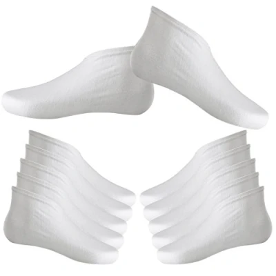 Imagen de Hotop 6 Pares Calcetines Hidratantes de Algodón Calctines Spa Pies para Piel Seca Dura Agrietada, Blanco