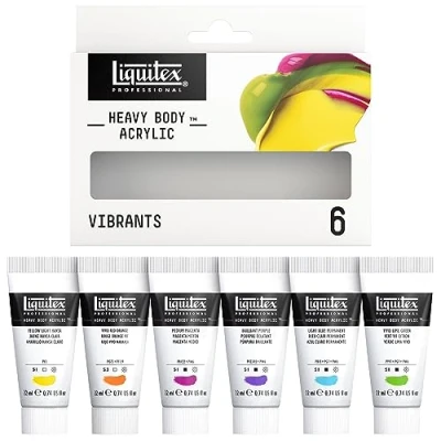 Imagen de Liquitex profesional Heavy Body Pintura acrílica de cuerpo espeso, set 6 tubos 22 ml, colores vibrantes