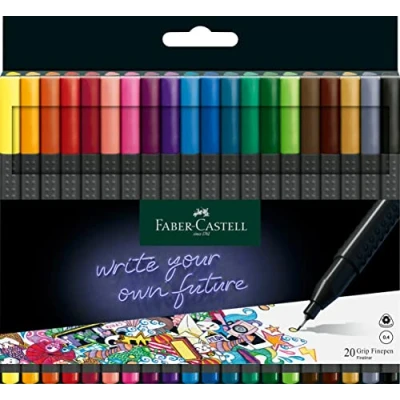 Imagen de Faber Castell 151620 Estuche con 20 rotuladores de punta fina grip, multicolor