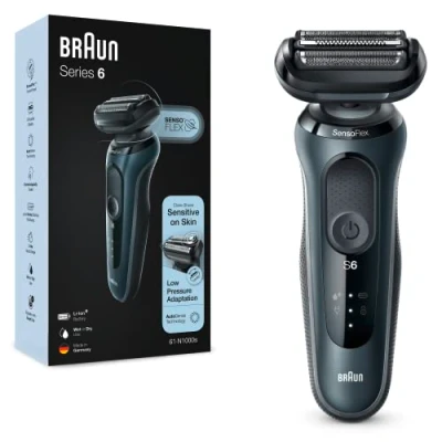 Imagen de Braun Maquinilla de Afeitar Eléctrica para Hombre, Serie 6 61N1000S SensoFlex Afeitadora Eléctrica, Recargable, Láminas en Seco y Húmedo con Estuche Viaje, Resistente al Agua