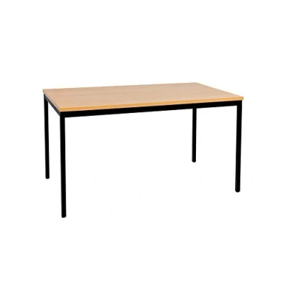 Imagen de furni24 MA10785 Escritorio, Madera Acero aleado, Negro/Haya, 120 cm x 60 75