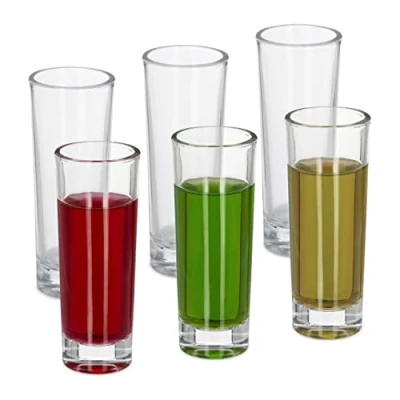 Imagen de Relaxdays Vasos Chupito, Juego de 6 uds, Shot Glass, para Tequila o Licor, Largos, Base Gruesa, cl, Transparentes, Unidades