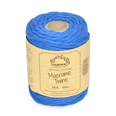 Imagen de Everlasto Bobinas de hilo macramé algodón suave, 50 m, 38/6 (4 mm aprox.), color azul oxford