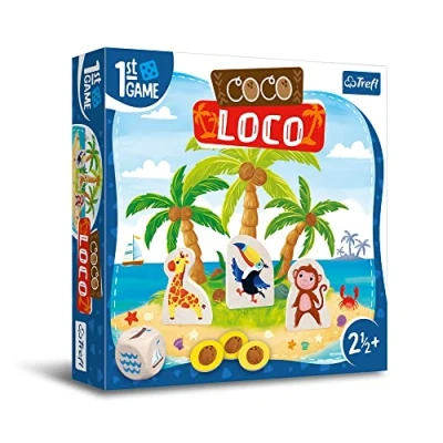 Imagen de Trefl Coco Loco, Primer Juego de Mesa para los más pequeños, Animales exóticos, cooperativo niños Elementos Grandes, Aprender Jugando, 02343