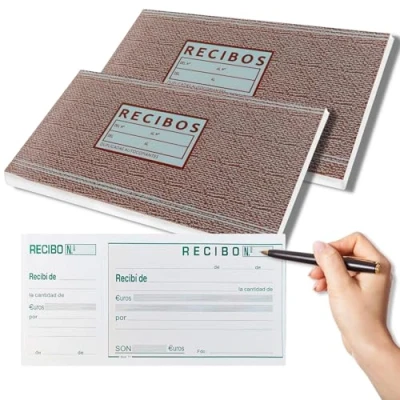 Imagen de CAVECA Pack 2 Talonario Recibos de Pago con 200 Hojas y Tapa Dura, Cuaderno Libreta Entrega Copia Matriz, Vale Recibo para Alquiler o Cobros, Bloc Compra Resguardo