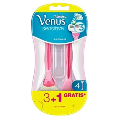 Imagen de Venus Gillette Sensitive Maquinillas de afeitar desechables para mujer, 3 + 1