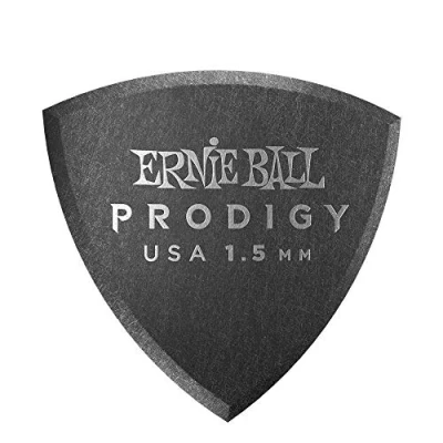 Imagen de Ernie Ball Prodigy Púas para guitarra, 1,5 mm, 6 unidades, diseño de escudo, color negro