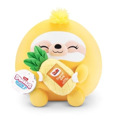 Imagen de Snackles Serie 2 de 20 cm ZURU muñeco blandito y achuchable Peluche con Accesorio Snack Marca Licencia, Sloth (Dole, Pineapple)