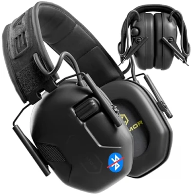 Imagen de Earmor M300A Protección auditiva electrónica Disparos orejeras amortiguador de ruido para caza tiro valor aislante, SNR 29dB control dinámico ruido, negro