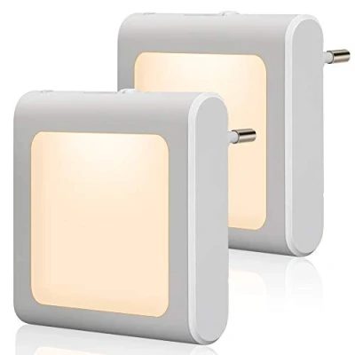 Imagen de Luz de orientación nocturna Infantil con Sensor Crepuscular, Emotionlite 2 piezas Brillo Infinitamente Ajustable, para sala niños, Escalera, Dormitorio, Cocina, Plástico, blanco cálido.