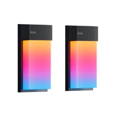 Imagen de Govee Aplique Pared Exterior RGBIC, 1500LM Smart con 45 Modos de Escena, IP65 Impermeable, Efectos Iluminación DIY, Funciona Alexa, Google Assistant y Matter, 2 Piezas