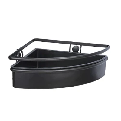 Imagen de WENKO Estante de esquina Molinella, con cestas profundas para colocar productos cuidado seguridad, acero inoxidable mate inserto plástico, (An.x Al.x P): 30 x 8,5 21,5 cm, negro