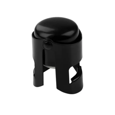 Imagen de Fackelmann 49763 Tapón para botella de vino espumoso, color negro mate, silicona, acero, 5,5 x 4 cm, acero inoxidable, plástico