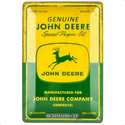 Imagen de Nostalgic Art Cartel de Chapa Retro John Deere Special Oil Regalo para Aficionados a Tractores, metálico, Diseño Vintage Decorativo, 20 x 30 cm