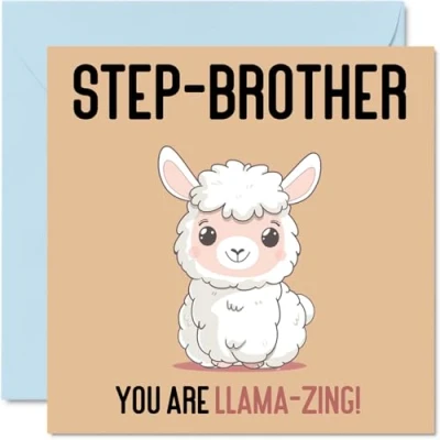 Imagen de tarjetas de cumpleaños para hermanastro Llama Zing Divertida tarjeta feliz hermanastra, regalos hermanos, felicitación broma