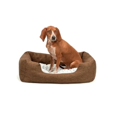 Imagen de lionto Cama para Perro cojín de Piso Reversible, (M) 80x60 cm Marrón