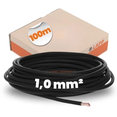 Imagen de Lapp 4510013 H05V K 1,0 mm² negro I cable de cableado flexible PVC individual trenzado 1 mm2
