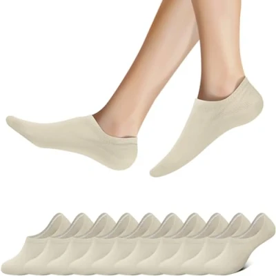 Imagen de Falechay Calcetines Invisibles Tobilleros Mujer Hombre 10 pares Cortos Calcetin Beige 35 38