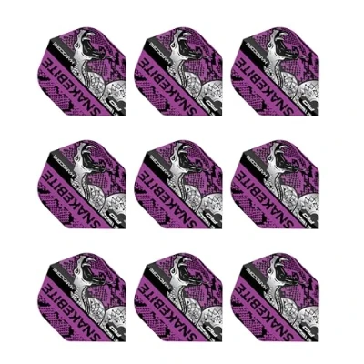 Imagen de RED DRAGON Snakebite Hardcore Piel de Serpiente enrollada Morado vuelos Dardos 3 Juegos por Parquette (9 en Total)