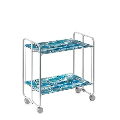 Imagen de DON HIERRO Carrito auxiliar con ruedas BAUHAUS, armazón metálico de color gris, 2 bandejas 65