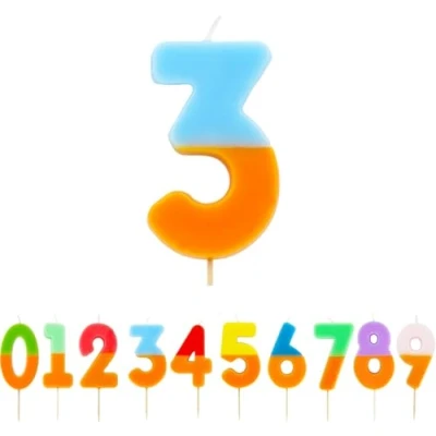 Imagen de Talking Tables Vela con el número 3 naranja y azul para tartas Decoración colorida de cumpleaños fiestas infantiles, niños 13, niñas, aniversario, hito