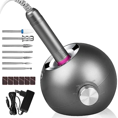Imagen de Torno para Uñas 35000 rpm, Lima electrica con 7 Brocas, nail drill Machine de Gel Acrílico, Uñas, Velocidad regulable, Set Manicura y Pedicura Salón DIY