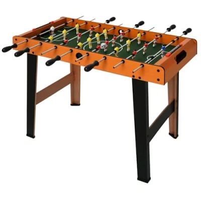 Imagen de HOMCOM Futbolín para Niños de Madera Fútbol Profesional con 22 Jugadores 2 Marcadores Patas Mesa Largas y Cortas 84,5x40x61,2 cm Negro