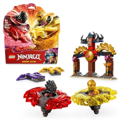 Imagen de LEGO Ninjago Pack de Combate: Spinjitzu del Dragón Juguete, Set Peonza con 2 Minifiguras y Armas Ninja, Juguetes Construcción para Niños Niñas 6 Años o Más 71826