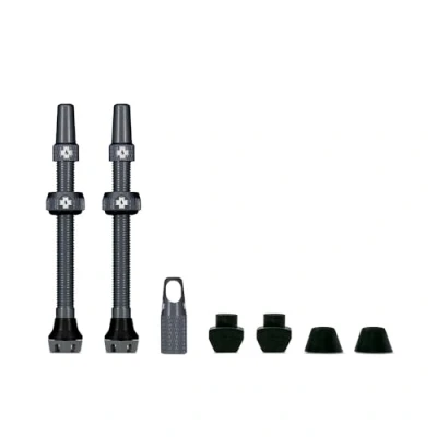 Imagen de Muc Off Set de Válvula Presta para Tubeless, Gris, 60 mm Bicicleta Sin Fugas Con Herramienta Extracción Núcleo Integrada