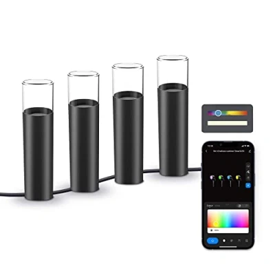 Imagen de Set 4 balizas outdoor SmartLED Ksix, WiFi + APP incluida, 12W, 200 lúmenes, RGBWIC, IP65, Ampliable, Estacas incluidas