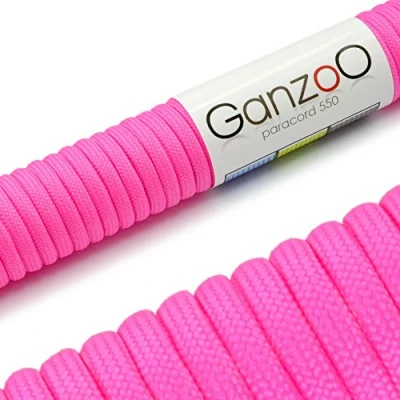 Imagen de Ganzoo Paracord 550, Cuerda de 4 mm, 30 Metros, Poliéster, Tipo 3 7 Hilos Interiores, Correa Perro, Collar, Pulsera, Camping, Supervivencia y Multiusos, Magenta Fluorescente
