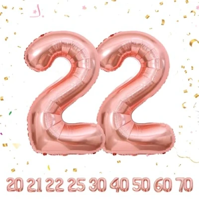 Imagen de Globos de Cumpleãnos Numeros 22 Oro rosa,101 CM Globo Gigantes Grandes Decoracion,Globo Numero Niño Niña Adultos decorazione,Vuelan con Helio